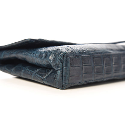 Nancy Gonzalez Crocodile Gotham Flap Clutch Dark Blue 8 of 10