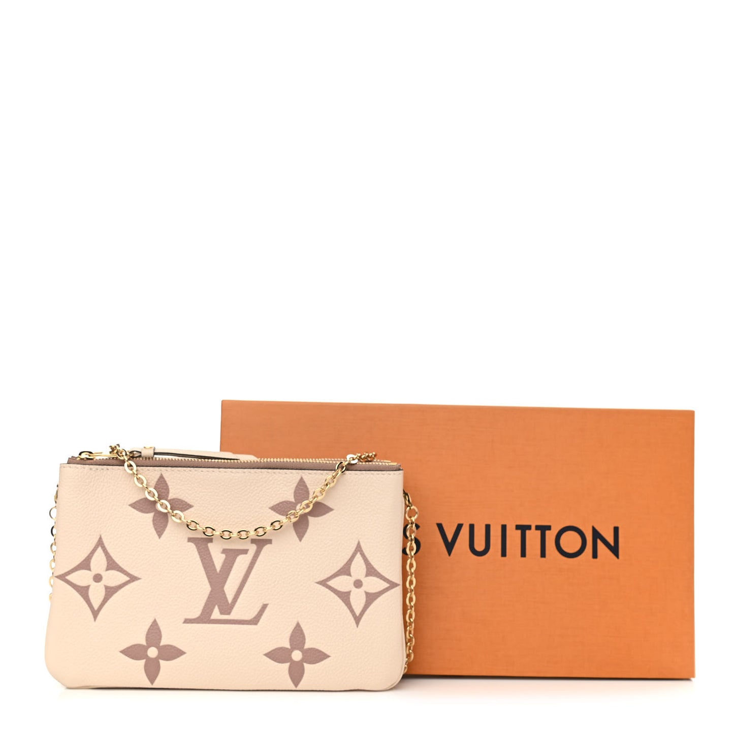 Empreinte Monogram Giant Double Zip Pochette Creme Bois De Rose