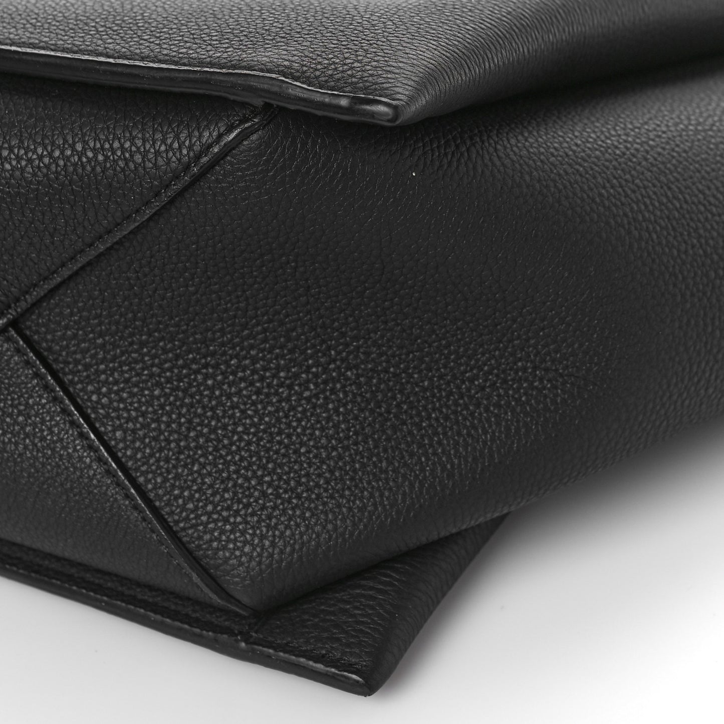 Baby Grained Calfskin Medium Tri-Fold Bag Black