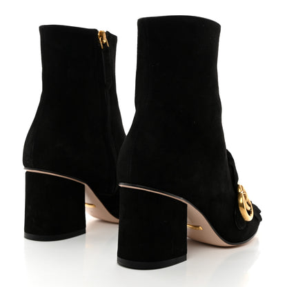 Gucci Kid Scamosciato GG Marmont Fringe 75mm Ankle Boots 35 Black 4 of 9