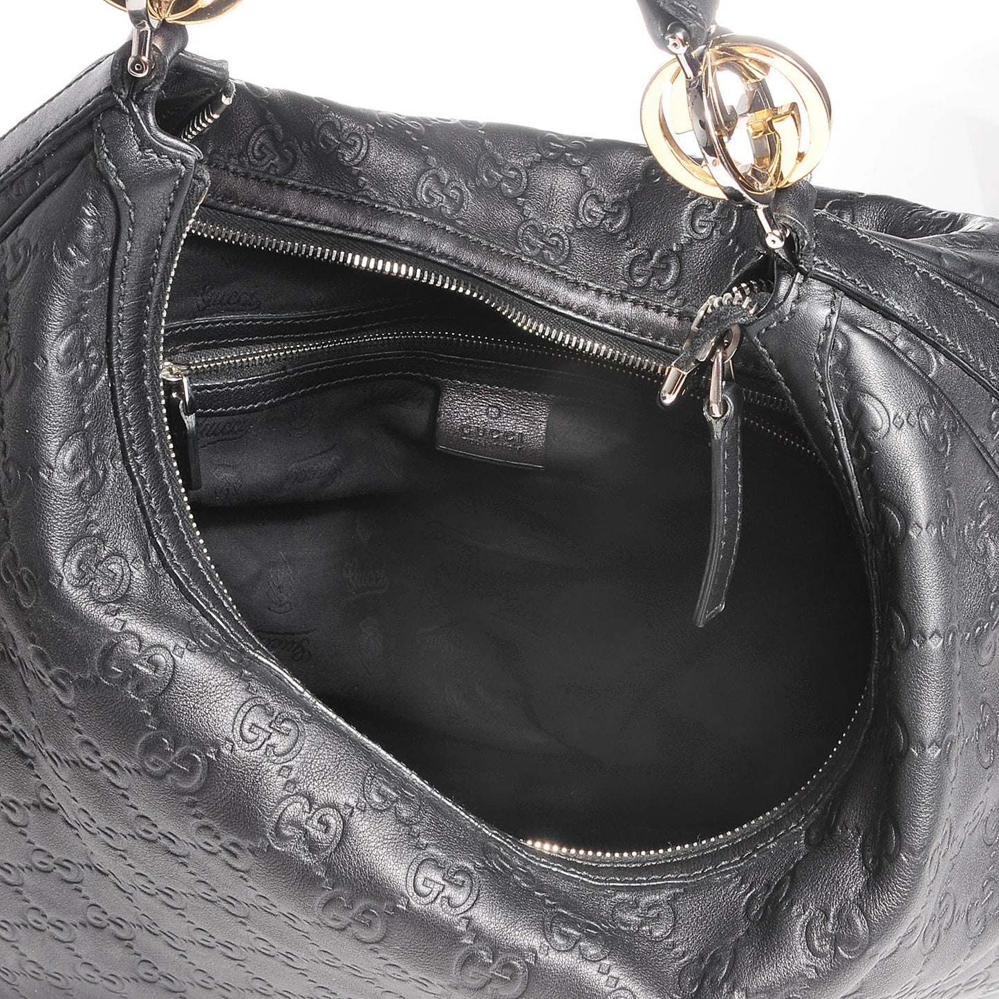 Guccissima GG Twins Large Hobo Black