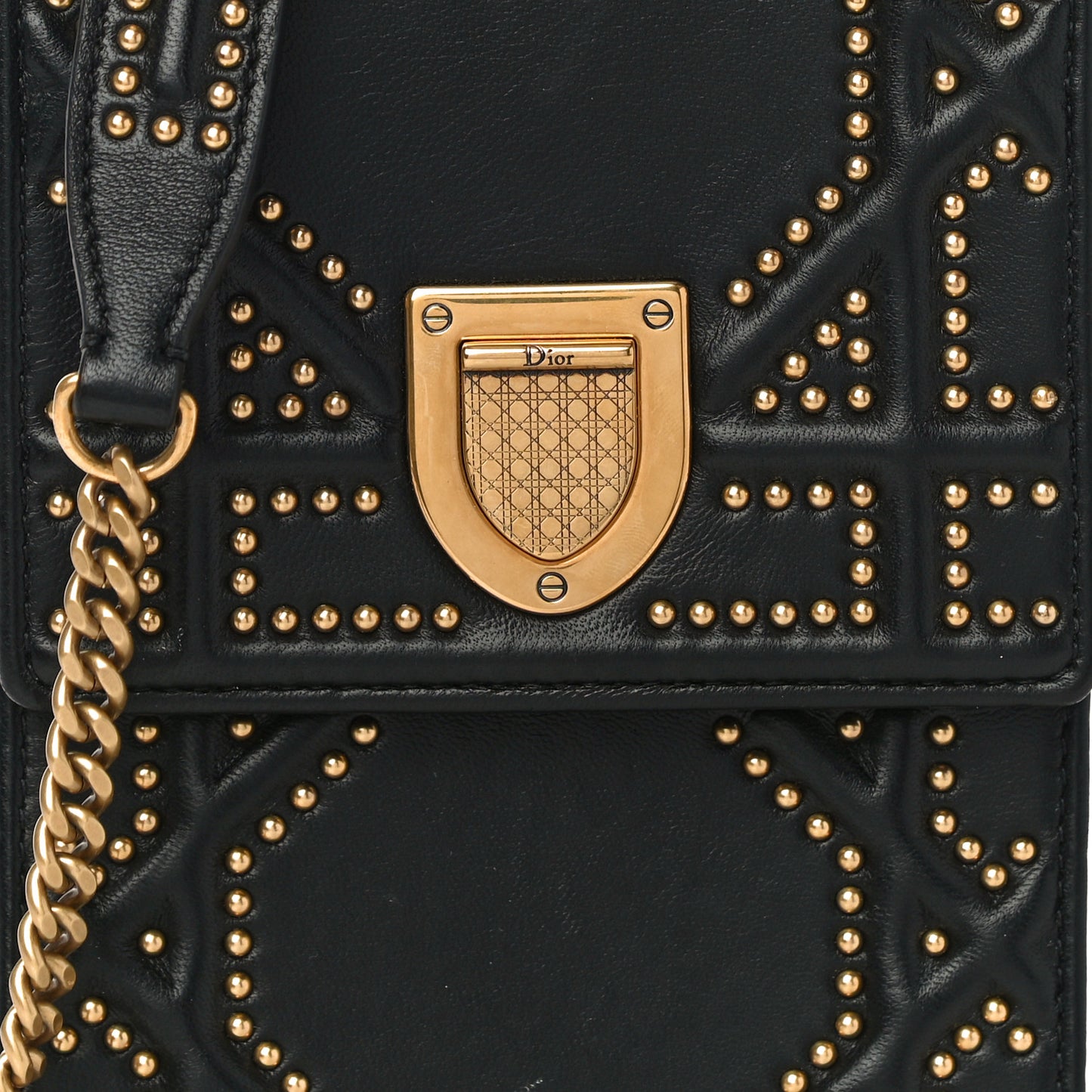 Lambskin Studded Vertical Diorama Black