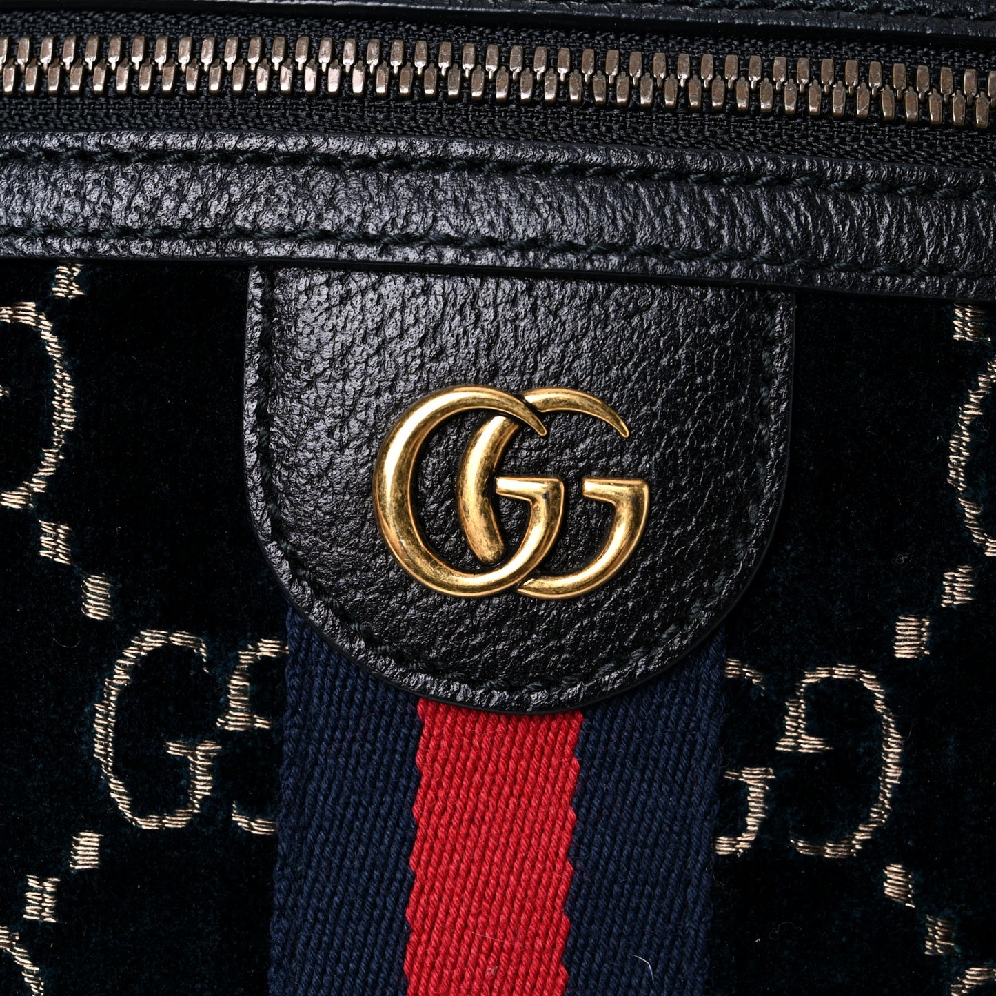 Velvet GG Monogram Web Belt Bag Blue Beige