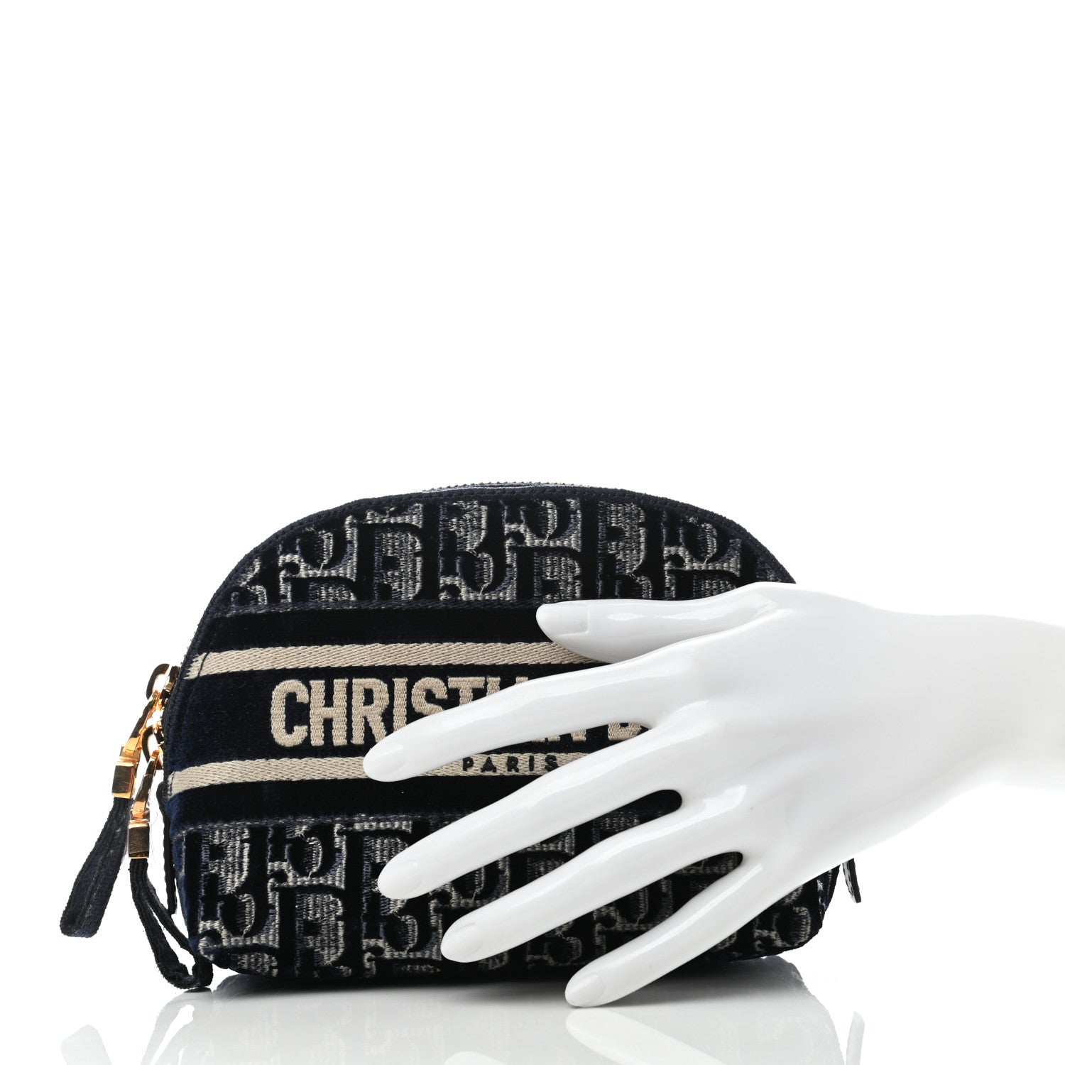 Christian Dior Velvet Oblique Cosmetic Pouch Blue 2 of 7