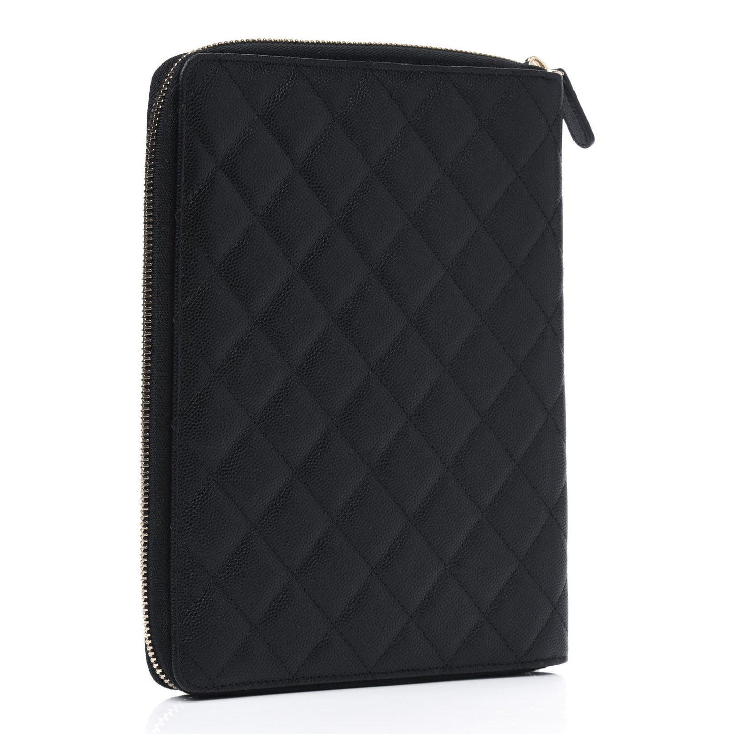 Caviar Quilted Zip Around Notebook Agenda Cover Black