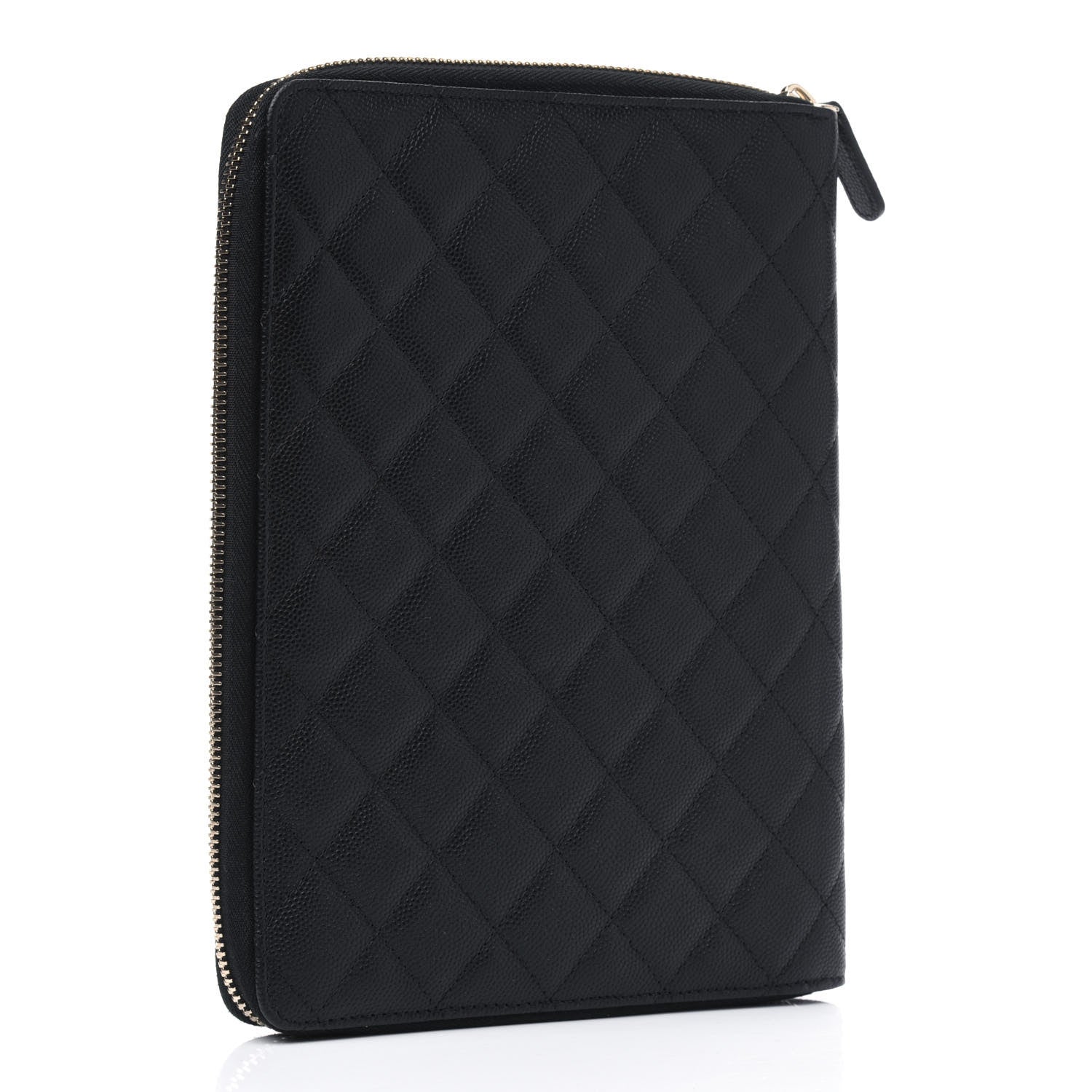 Chanel Caviar Quilted Zip Around Notebook Agenda Cover Black 3 of 9