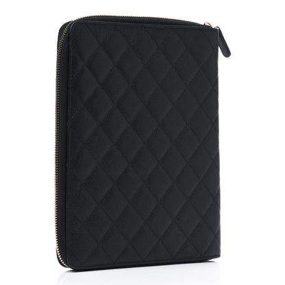 Chanel Caviar Quilted Zip Around Notebook Agenda Cover Black 3 of 9