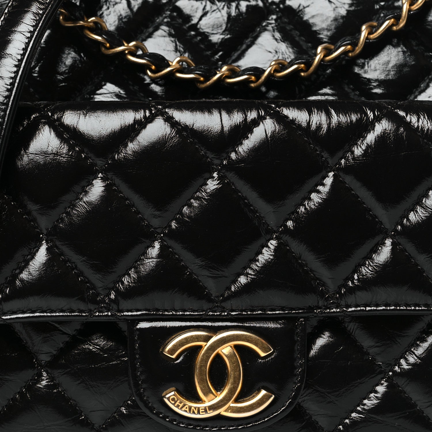 Chanel Shiny Crumpled Calfskin Quilted Wavy CC Hobo Black 8 of 10
