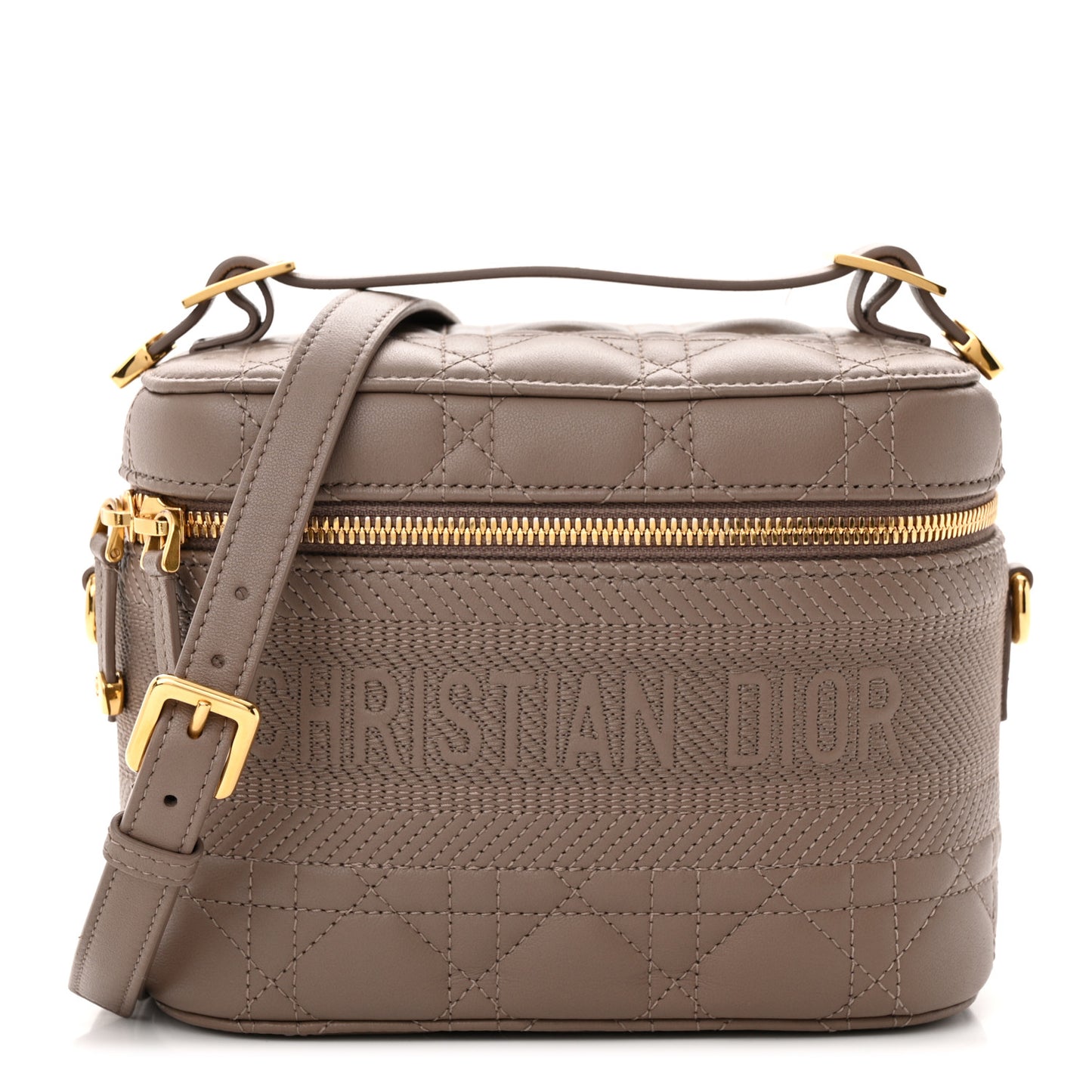 Lambskin Cannage Small Diortravel Vanity Case Warm Taupe