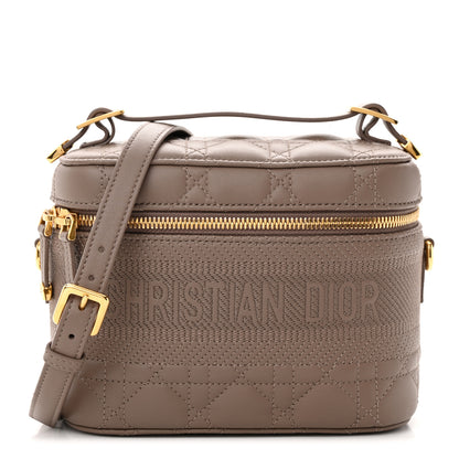 Christian Dior Lambskin Cannage Small Diortravel Vanity Case Warm Taupe 1 of 10