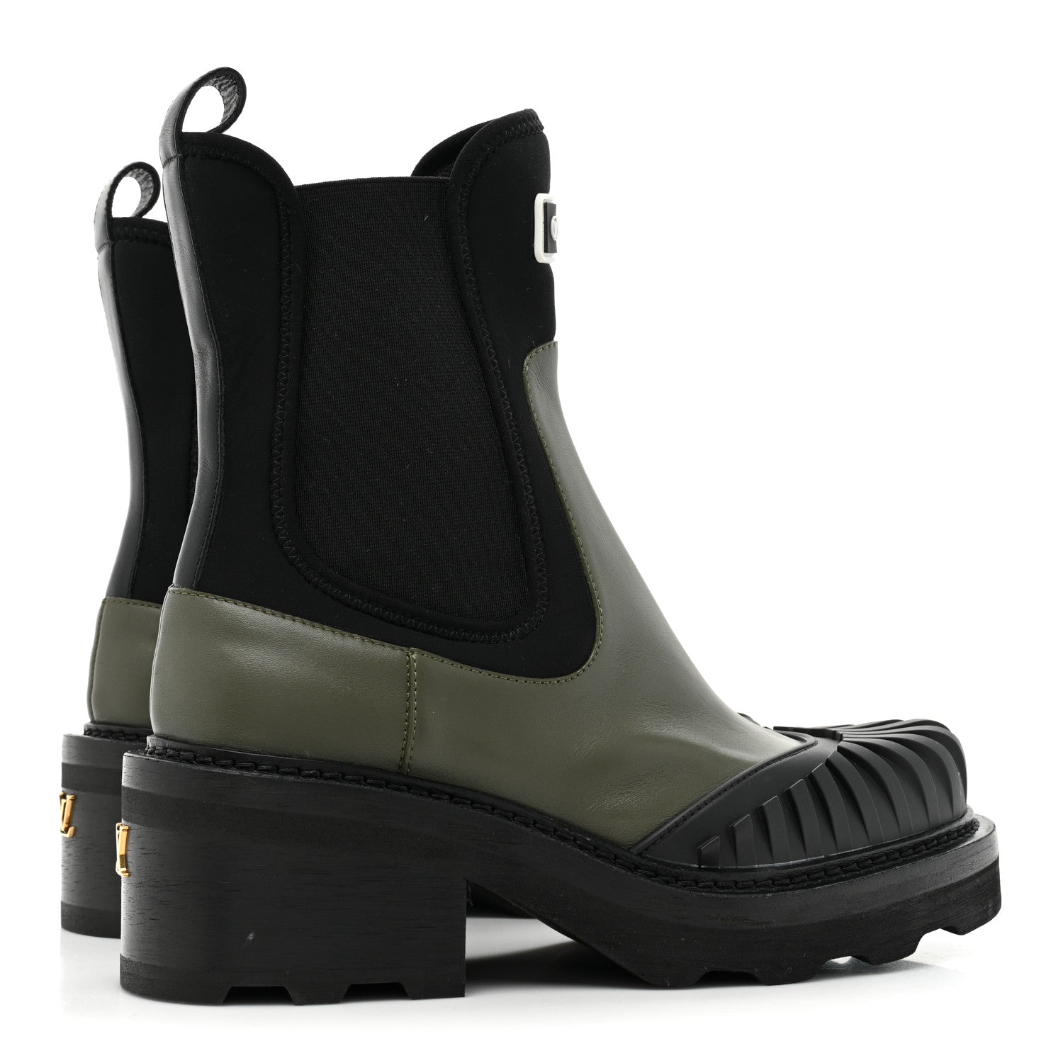 Louis Vuitton Calfskin Beaubourg Ankle Boots 37.5 Black Green 5 of 10