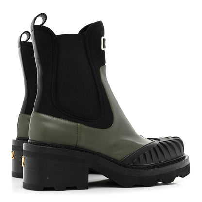 Louis Vuitton Calfskin Beaubourg Ankle Boots 37.5 Black Green 5 of 10