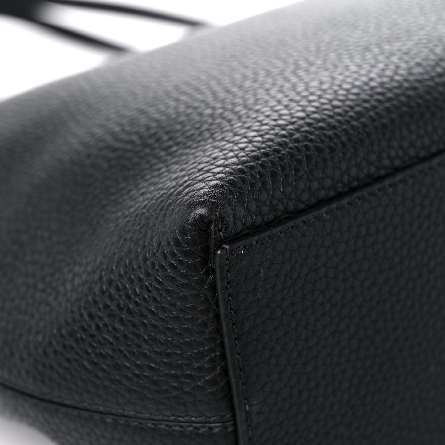 Grained Calfskin Small Rockstud Shoulder Tote Black