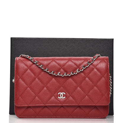 Chanel Caviar Quilted Wallet on Chain WOC Red 18 of 18