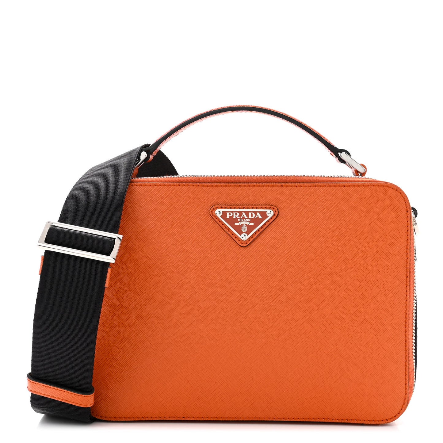 Saffiano Travel Medium Brique Crossbody Bag Papaya