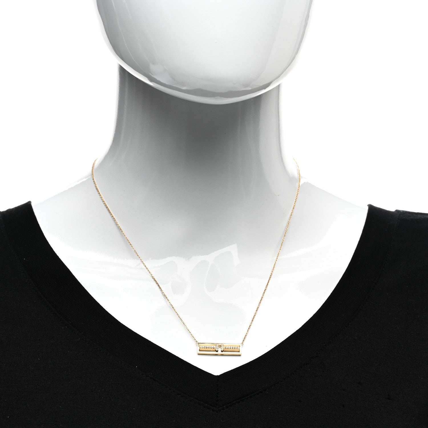 Tiffany 18K Yellow Gold Diamond Tiffany T Two Open Horizontal Bar Pendant 2 of 5