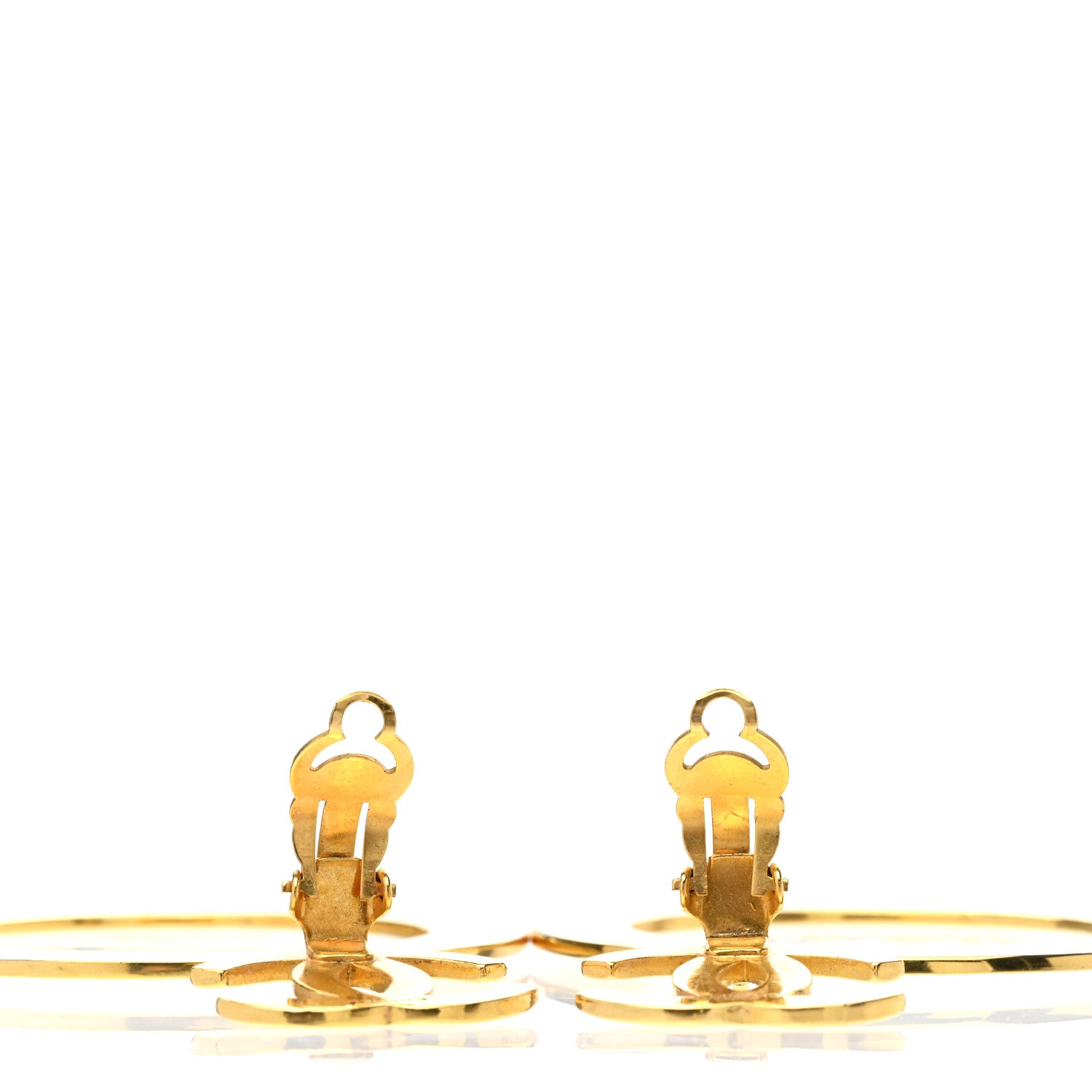 Chanel Metal CC Circle Drop Clip On Earrings Gold 3 of 4