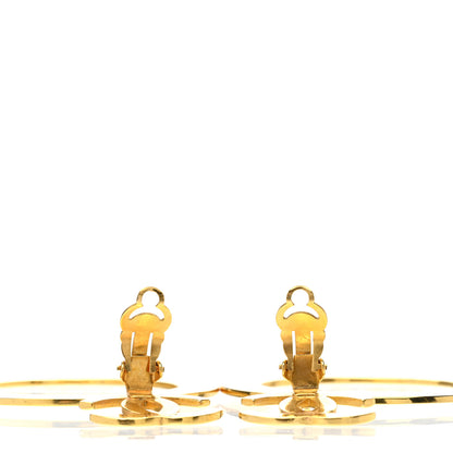Chanel Metal CC Circle Drop Clip On Earrings Gold 3 of 4