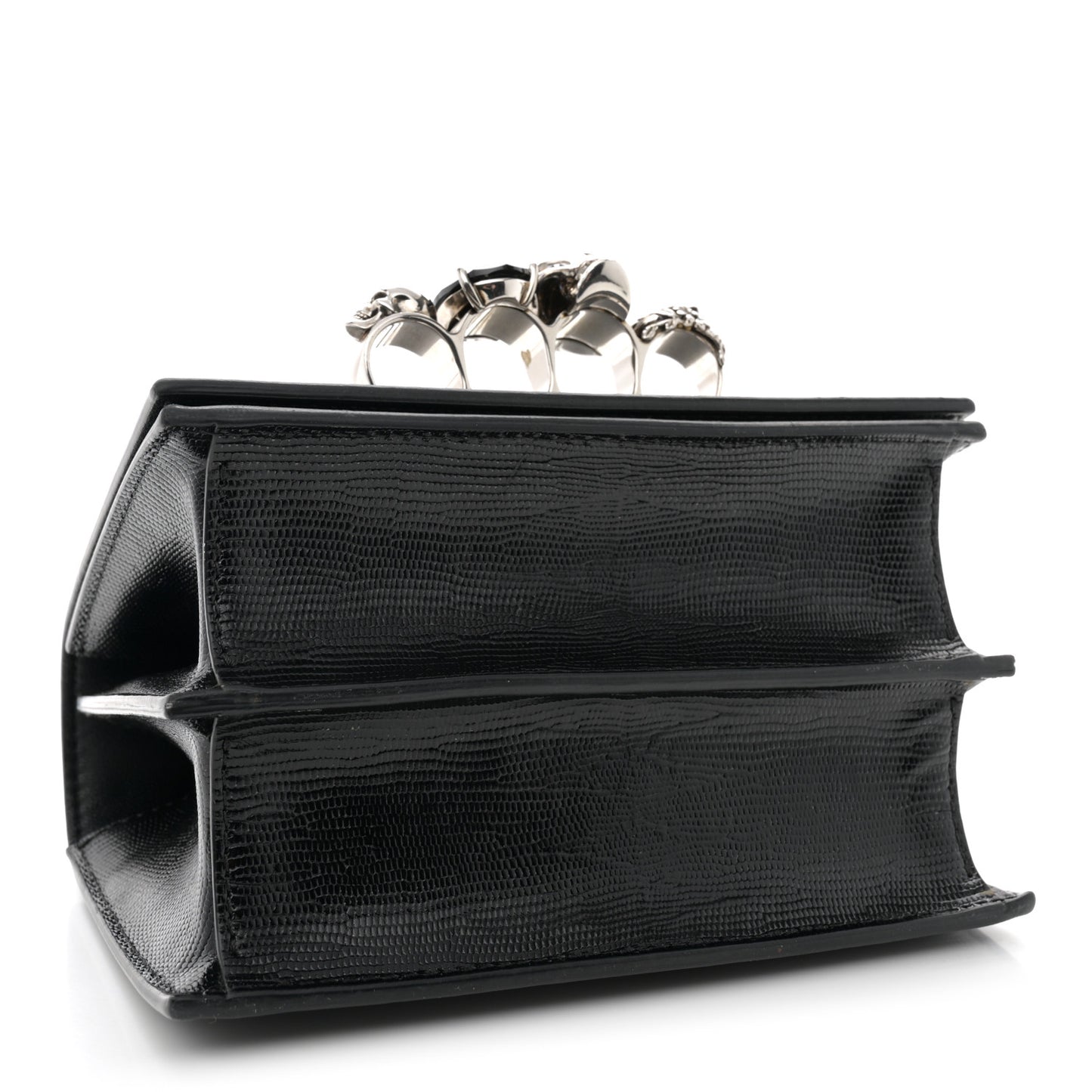 Lizard Embossed Calfskin Knuckle Crossbody Black