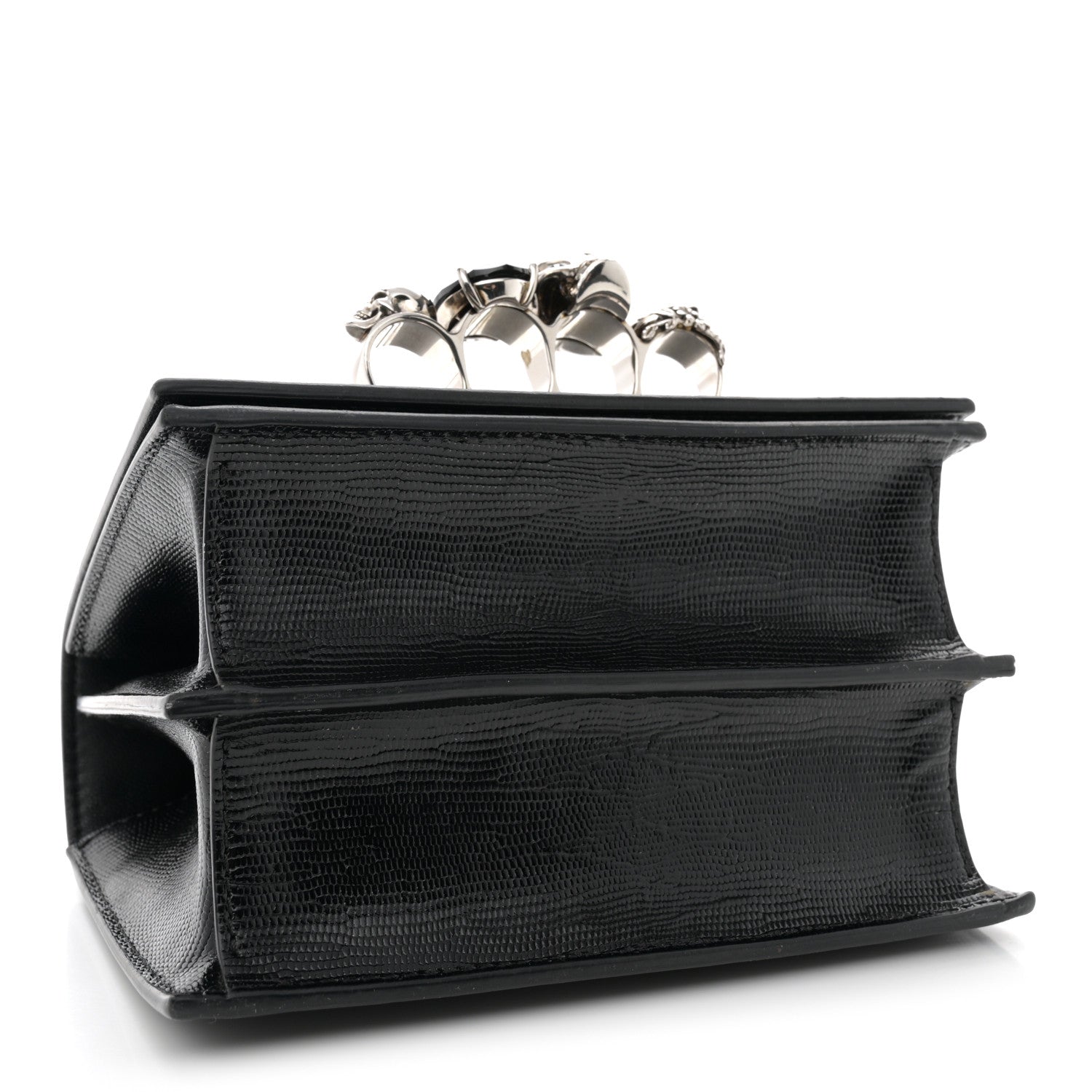 Alexander McQueen Lizard Embossed Calfskin Knuckle Crossbody Black 4 of 12