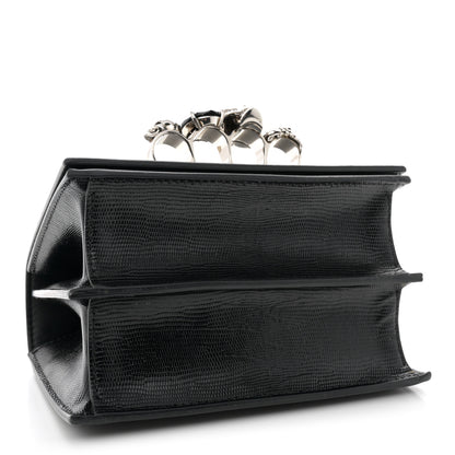 Alexander McQueen Lizard Embossed Calfskin Knuckle Crossbody Black 4 of 12