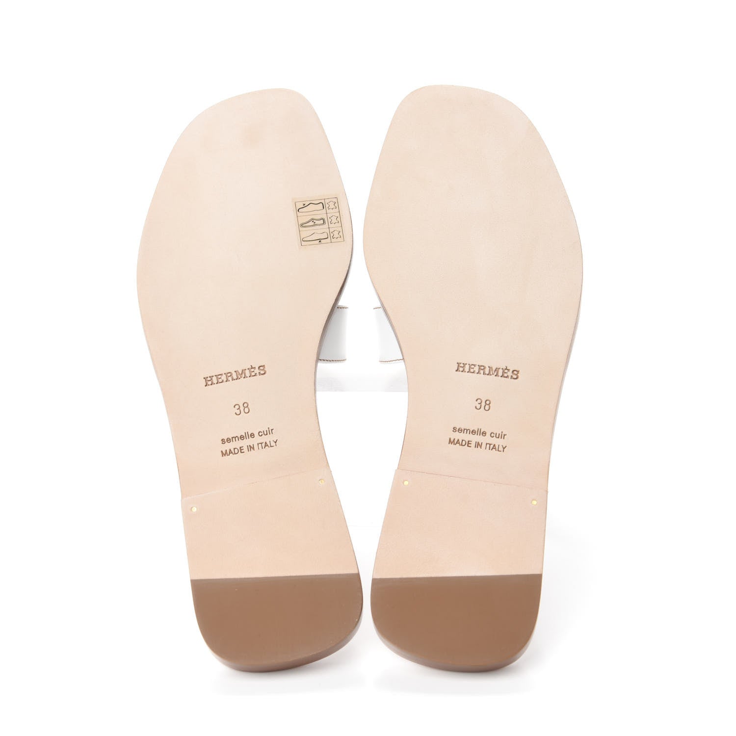 Hermes Box Calfskin Oran Sandals 38 White 5 of 9