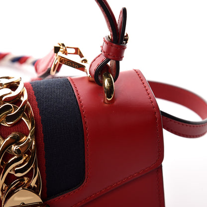 Gucci Calfskin Mini Sylvie Top Handle Bag Hibiscus Red 12 of 17