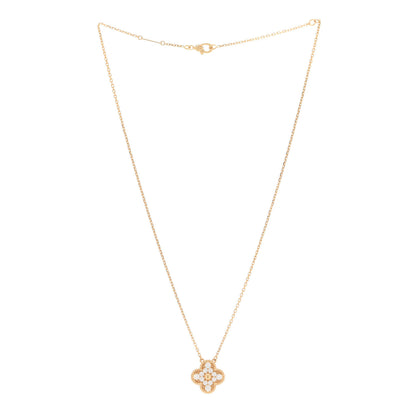 Van Cleef & Arpels 18K Yellow Gold Diamond Vintage Alhambra Pendant Necklace 3 of 7