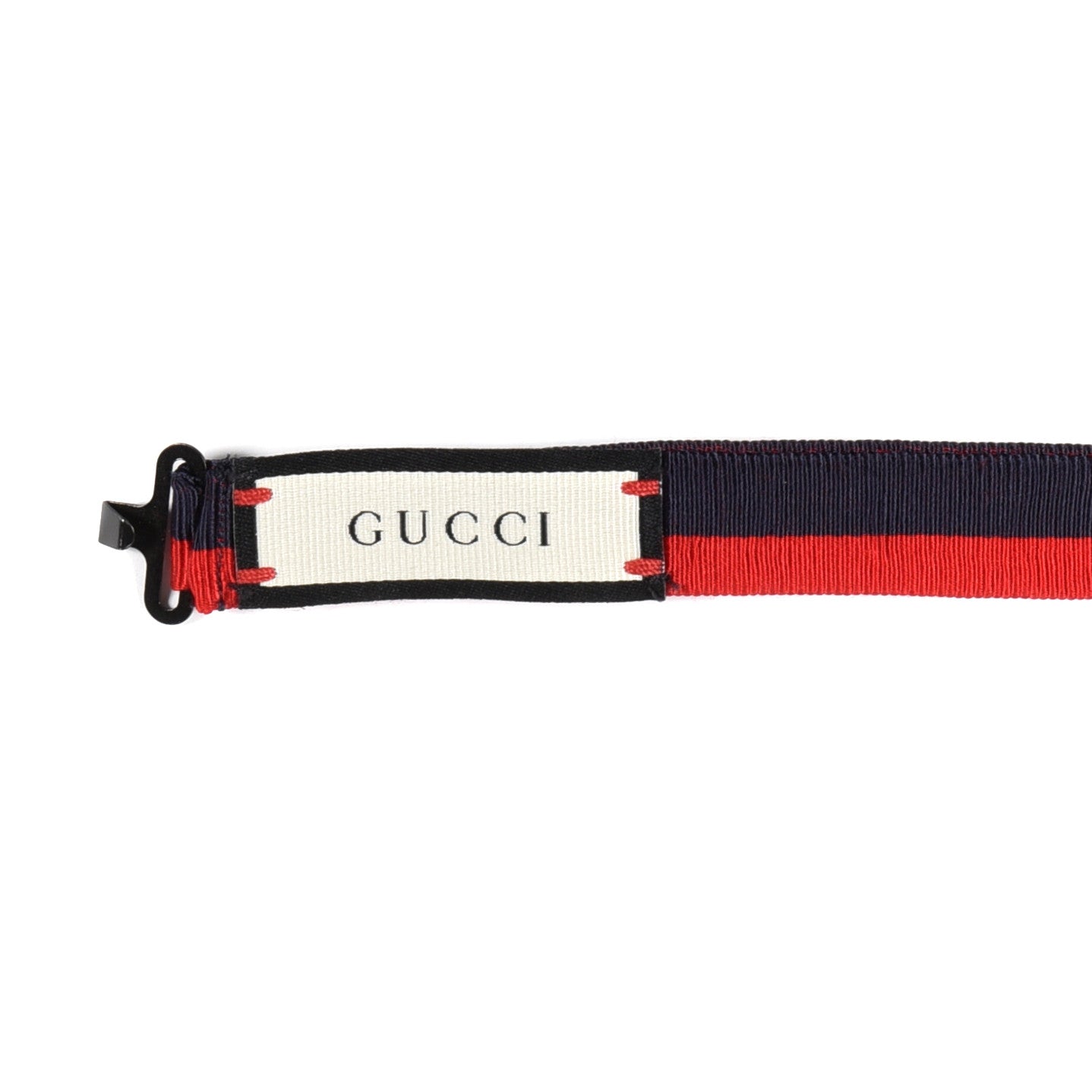 Gucci Grosgrain Web Feline Neck Bow Blue Red 4 of 4