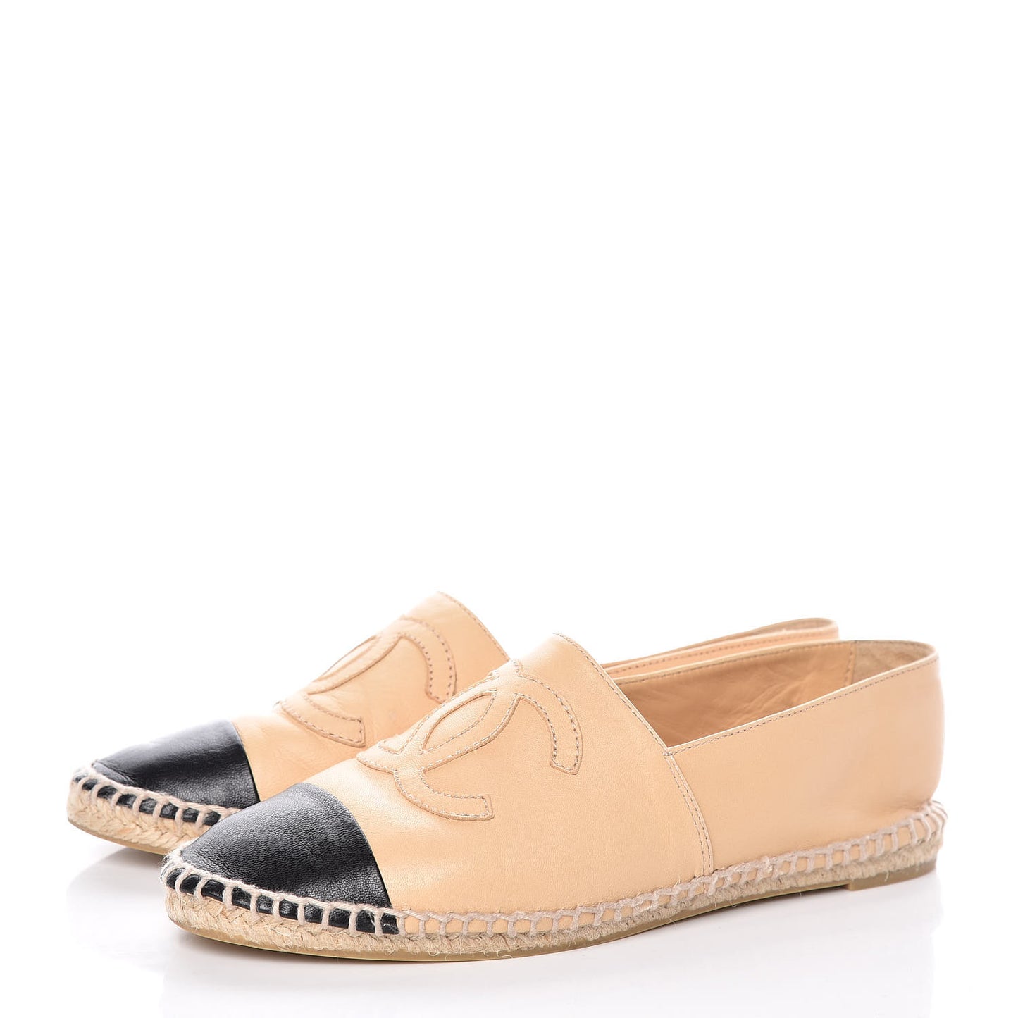 Lambskin CC Espadrilles 36 Beige Black