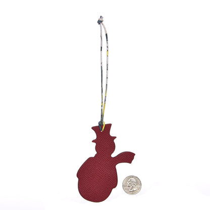 Hermes Togo Epsom Petit H Snowman Bag Charm PM Chocolate Rouge Grenat 2 of 4