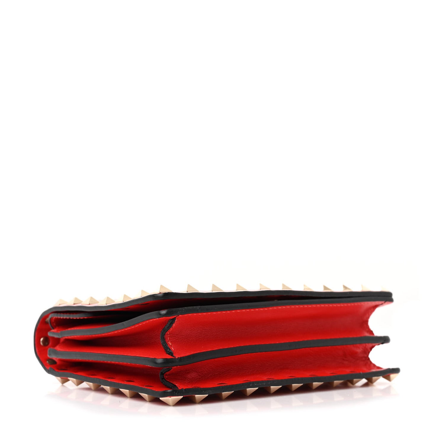 Vitello Rockstud Wallet On Chain Rouge Pur