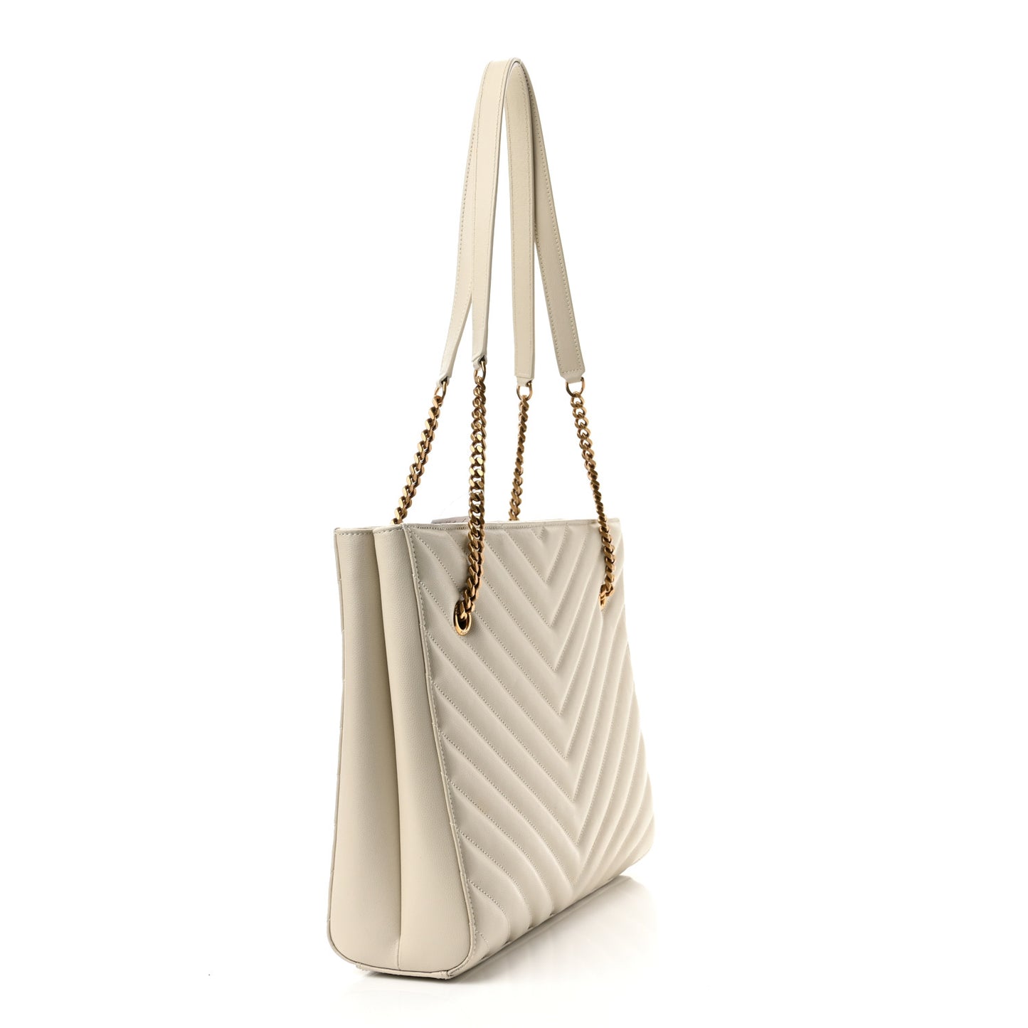 Grain De Poudre Matelasse Chevron Medium Tribeca Shopping Bag Crema Soft