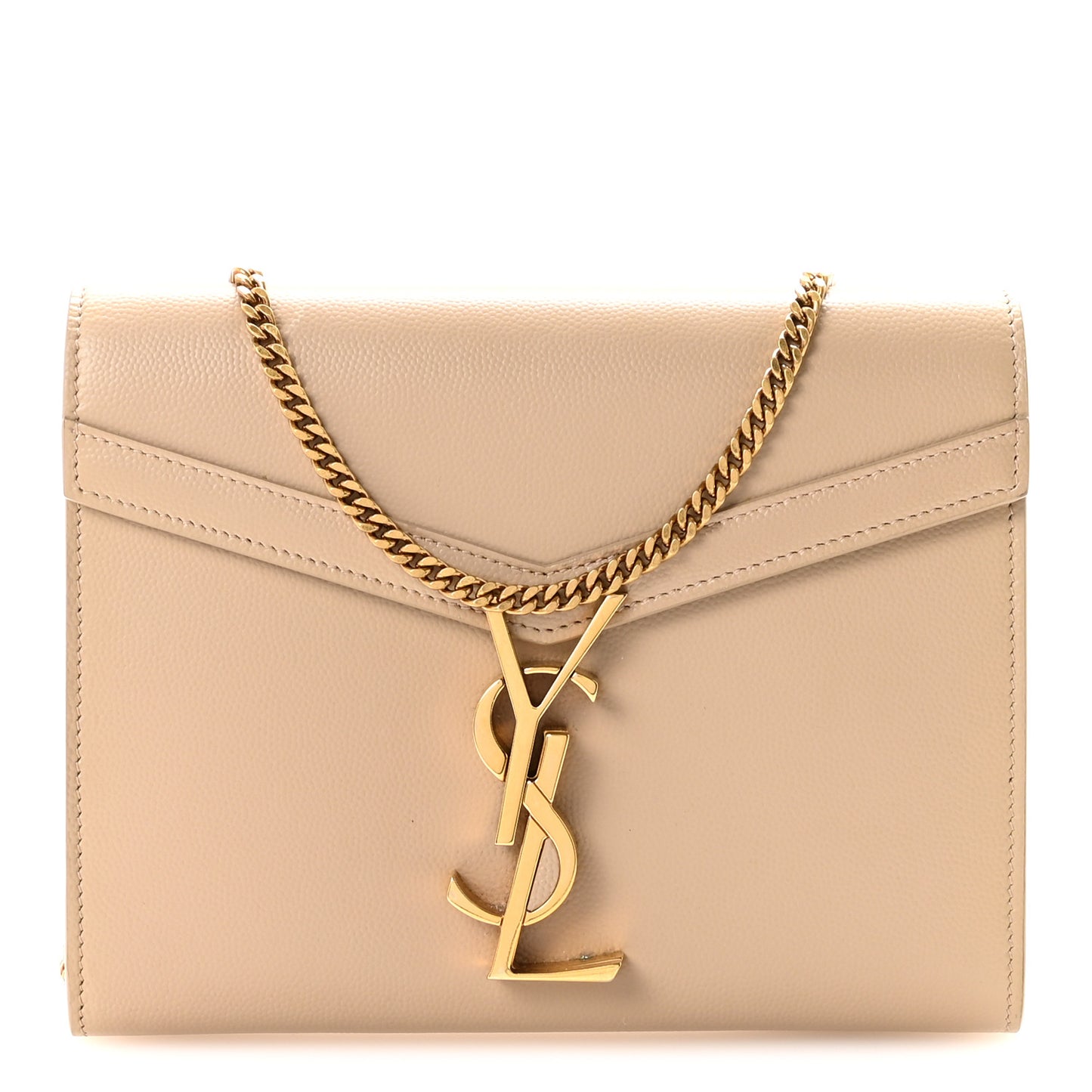 Grain De Poudre Monogram Cassandra Chain Wallet Dark Beige