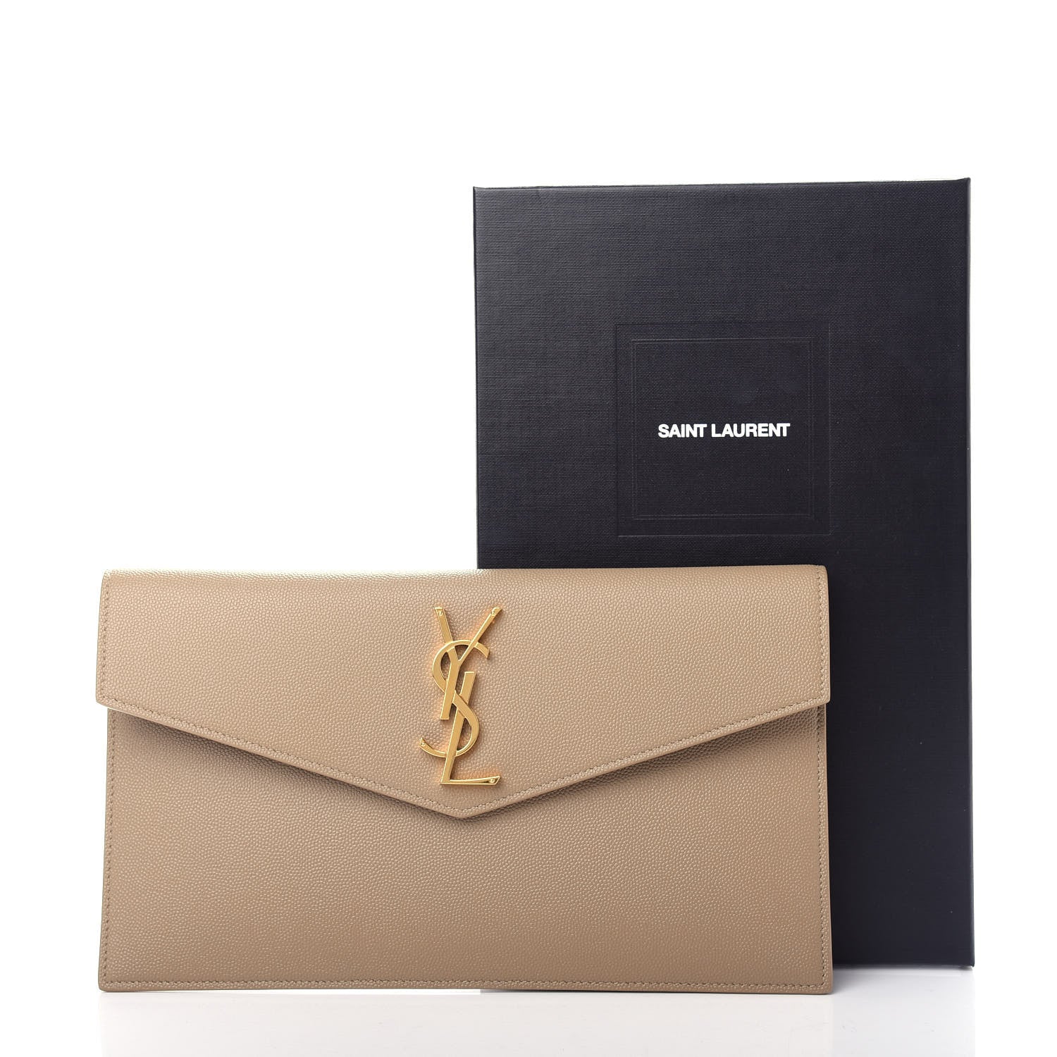 Saint Laurent Grain De Poudre Uptown Pouch Dark Beige 8 of 8