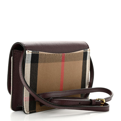 Burberry Grained Calfskin House Check Tartan Mix Hampshire Wallet On Chain Burgundy 3 of 11
