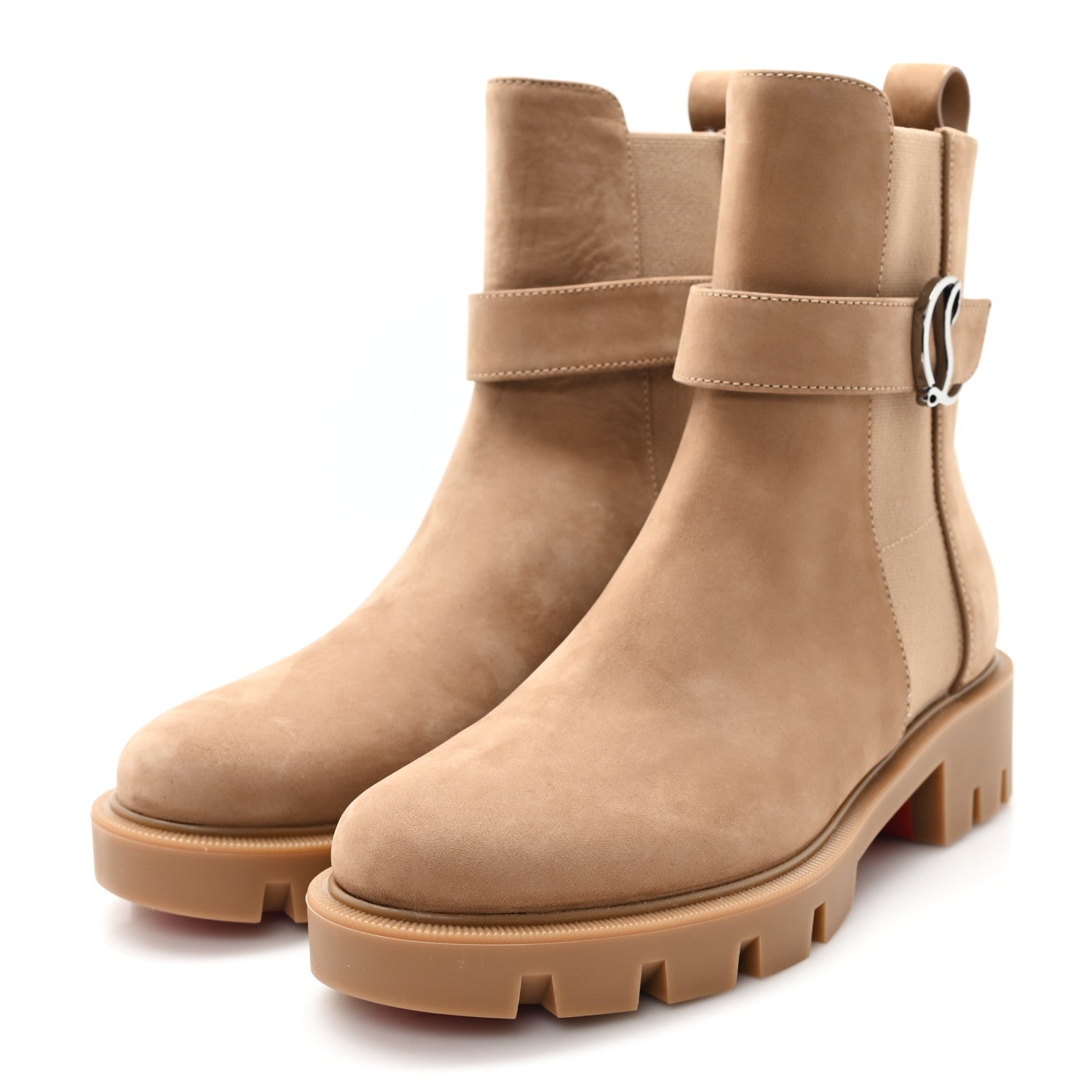 Christian Louboutin Suede CL Chelsea Booty 37.5 Beige 4 of 8