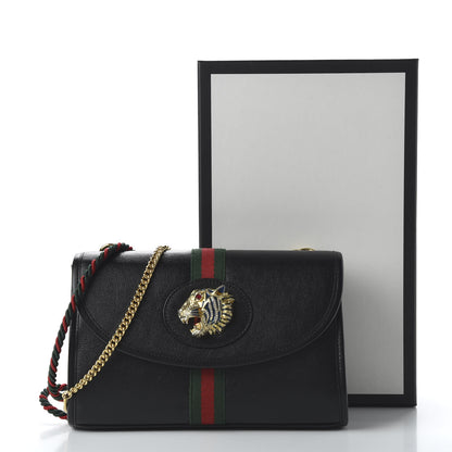 Gucci Textured Calfskin Web Small Rajah Slim Flap Shoulder Bag Black 20 of 21