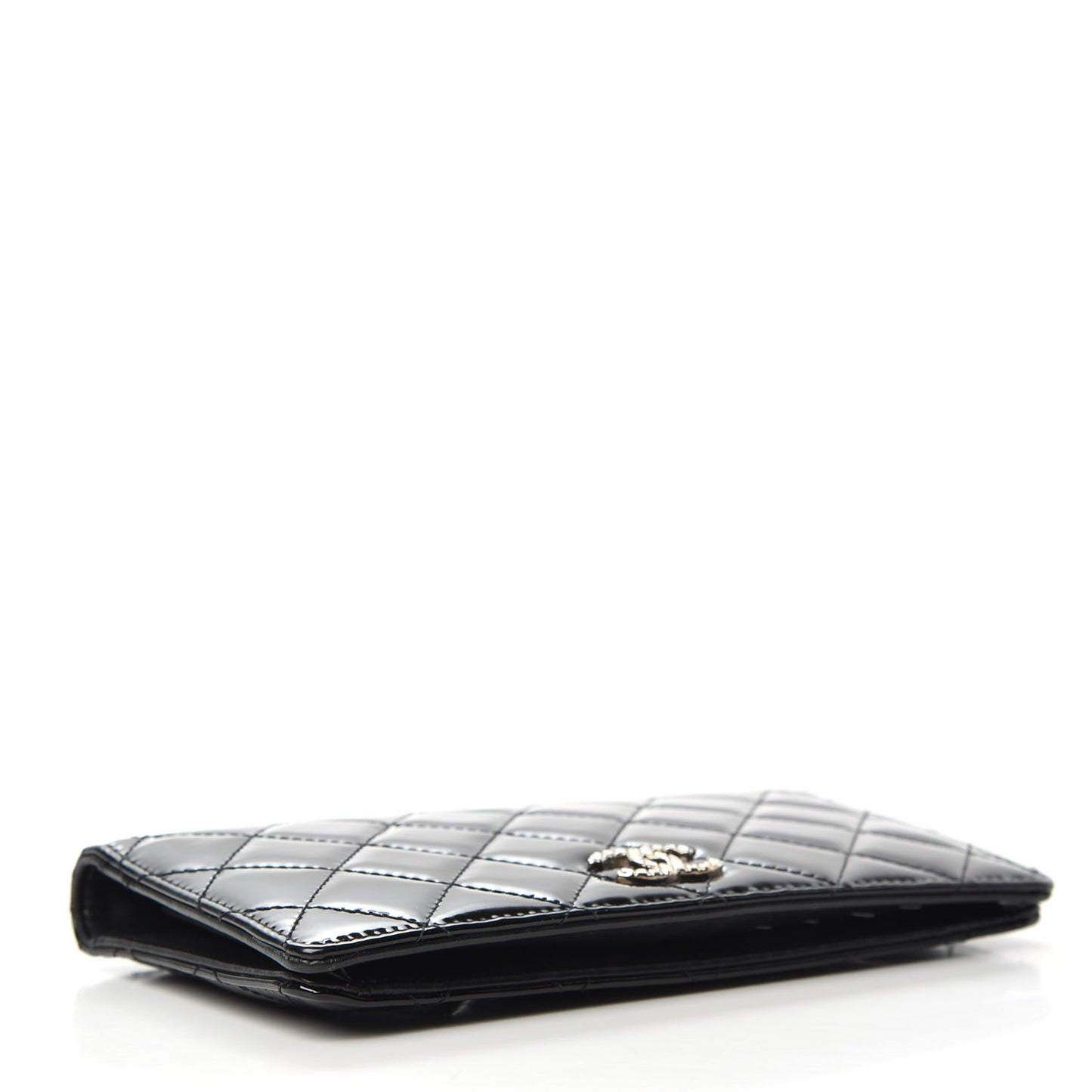 Patent Quilted Brilliant Yen Wallet Black