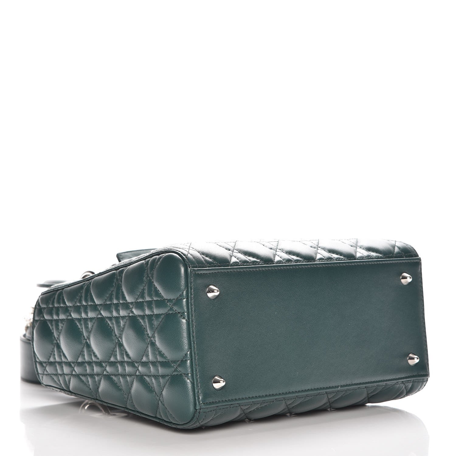 Christian Dior Lambskin Cannage Medium Lady Dior Crystal Strap Green 5 of 8