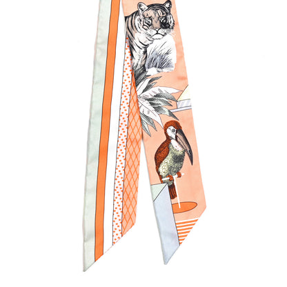 Hermes Silk Twilly Grand Theatre Nouveau Abricot Orange Jaune 2 of 5