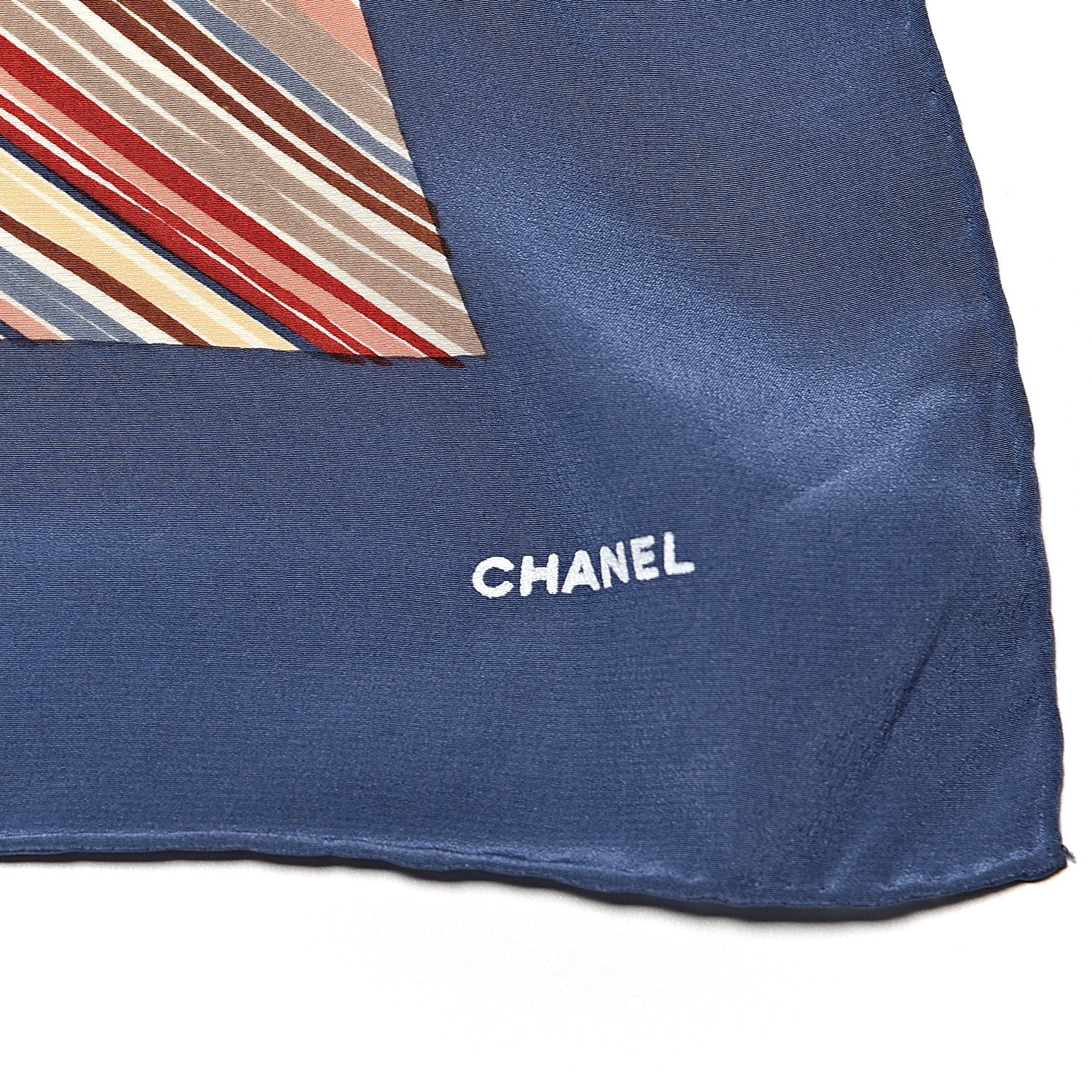 Chanel Silk Stripe CC Square Scarf Blue 3 of 5