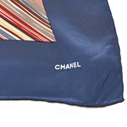 Chanel Silk Stripe CC Square Scarf Blue 3 of 5