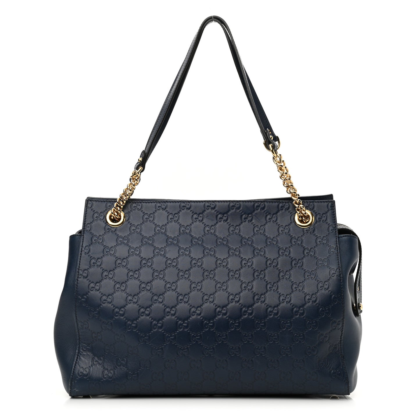 Guccissima Signature Large Chain Shoulder Bag Blue