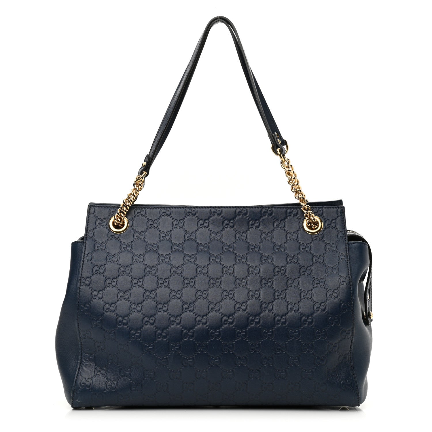 Gucci Guccissima Signature Large Chain Shoulder Bag Blue 1 of 11
