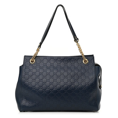 Gucci Guccissima Signature Large Chain Shoulder Bag Blue 1 of 11