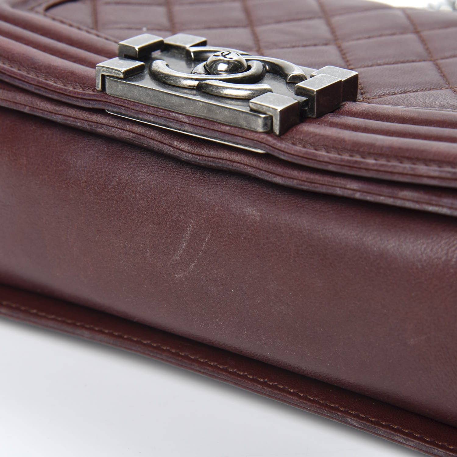 Chanel Lambskin Quilted Small Boy Flap Burgundy 7 of 11