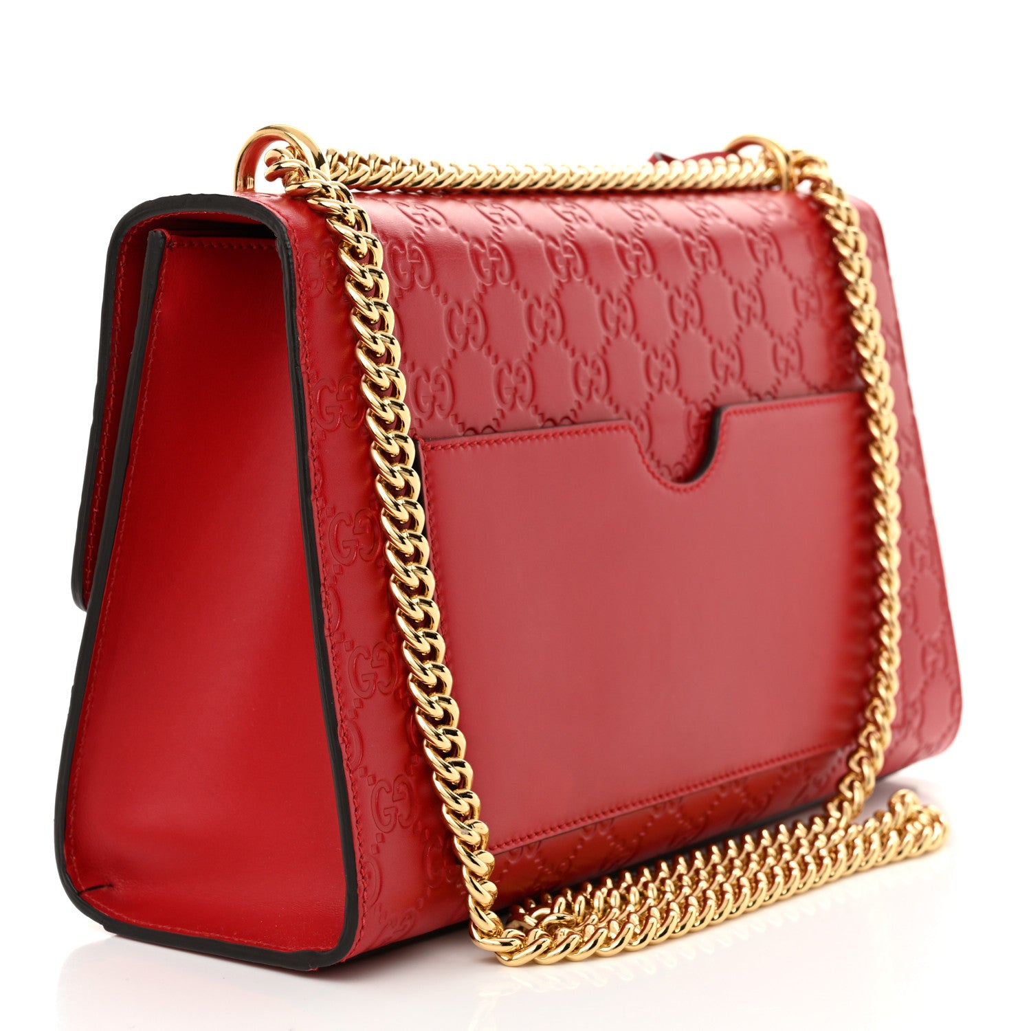 Gucci Guccissima Medium Padlock Shoulder Bag Hibiscus Red 3 of 13