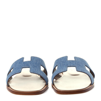 Hermes Denim Canvas Oran Sandals 41 Bleu Clair 2 of 12