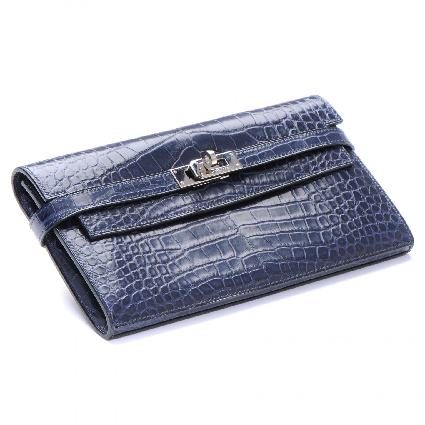 Matte Alligator Kelly Longue Wallet Bleu Abysse